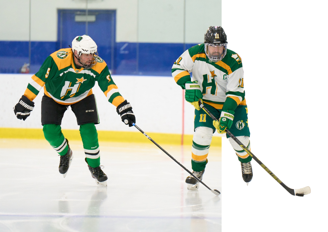 Hockey players skating